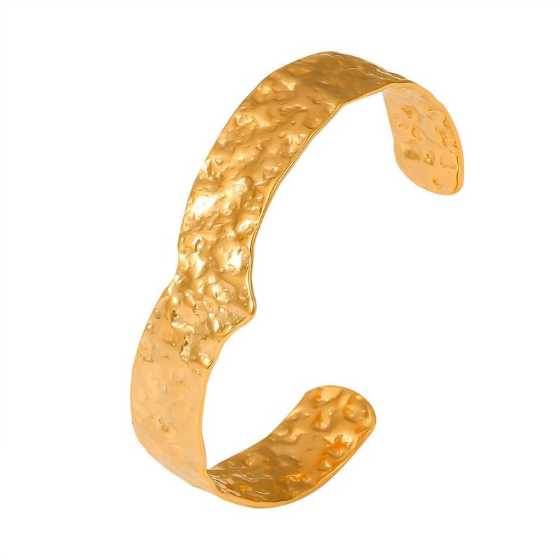 18k PVD Gold Hammered Cuff Bracelet
