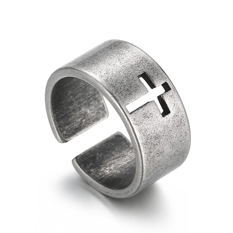Brushed Finish Cross Ring
