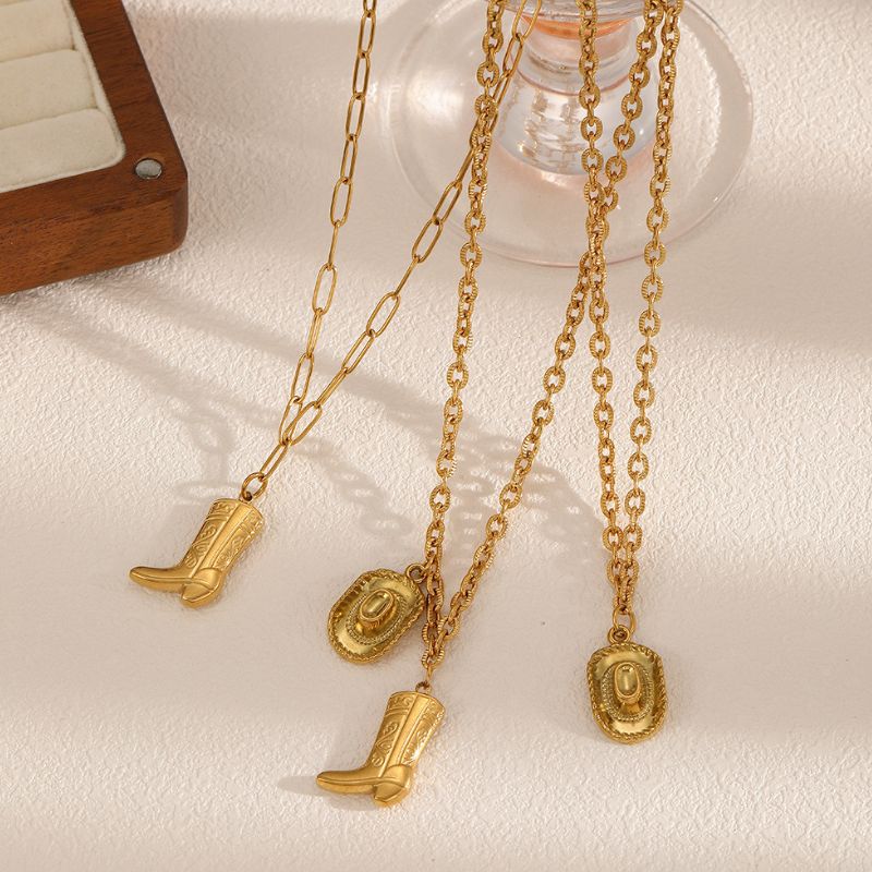 Cowboy Shoe and Hat Pendant Necklace