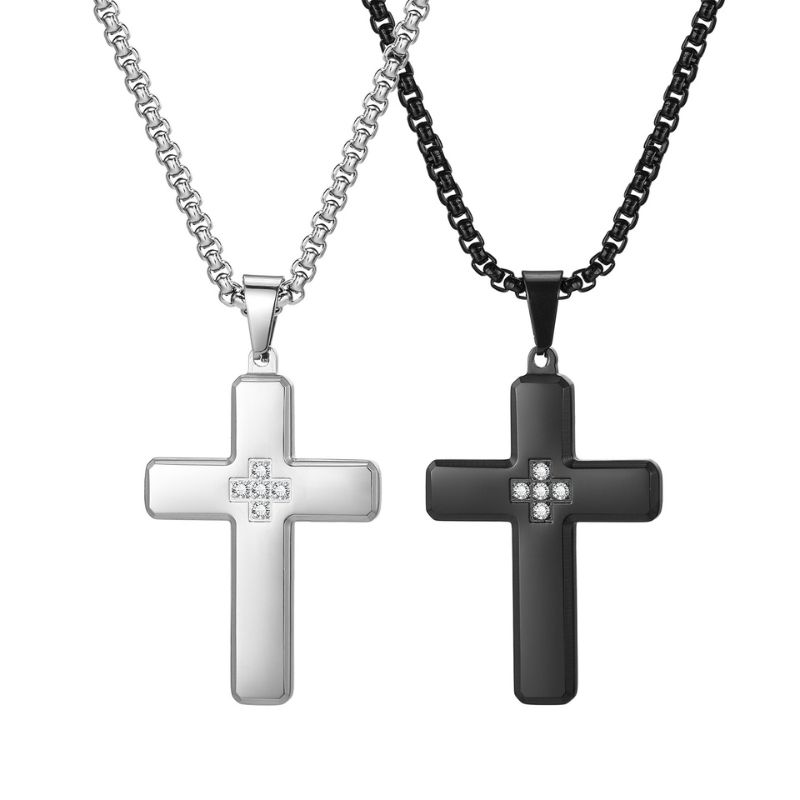Mens Stainless Steel Cross Necklace