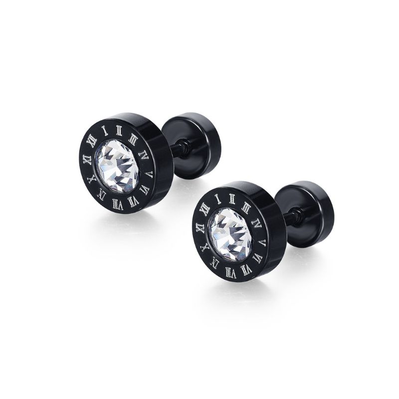 Roman Numeral Round Stud Earrings
